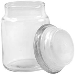 Clear Glass Herb Stash Jar with Lid 4.5 oz with Lifes a beach Logo from Smoke Promos