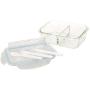 Homiu Glass Food Storage Container 2 Compartments with Lid Includes Free Knife, Fork And Spoon Impact Resistant Airtight Leak-proof
