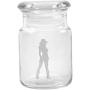 Clear Glass Herb Stash Jar with Lid 4.5 oz with Cowgirl Silhouette from Smoke Promos