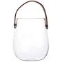 Unique Chic Nordic Glass Storage Jar Bottle With Leather Handle Minimalist Desk Storage Bottle Organizer Flower Vase Container,Clear3