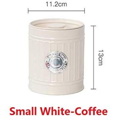 1 3Pcs Storage Tank European Style Sealed Jar Coffee Pot Tea Can Sugar Bowl Milk Powder Tight Moisture Proof Antirust Embedded,SWhiteC