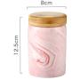 Originality Marble Grain Kitchen Ceramics Seal Up Pot Coarse Cereals Coffee Tea Seasoning Storage Tank With Cover Storage Jar,Pink L
