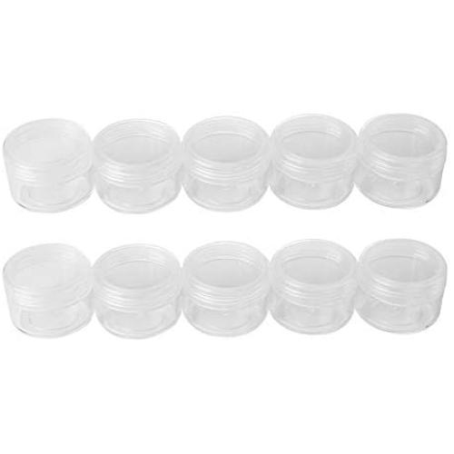 skonhed Plastic Pot Jars, 10pcs Cosmetic Containers for Lotion, Cream, Makeup, Rhinestone, Mini Sample Bottle with Lids(10g-10pcs)