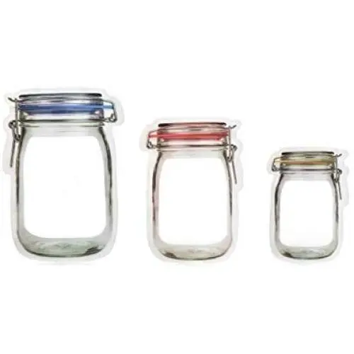 Sacs de Rangement Alimentaire 30 Pcs Motif Mason Jar Réutilisables Étanchéifiés Portables Avec Fermeture Éclair, Récipients pour Snacks, Sacs Frosted pour Voyage - 10 Bleu + 10 Rouge + 10 Jaune Sacs de Rangement Alimentaire 30 Pcs Motif Mason Jar Réutilisables Étanchéifiés Portables Avec Fermeture Éclair, Récipients pour Snacks, Sacs Frosted pour Voyage - 10 Bleu + 10 Rouge + 10 Jaune