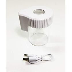 Vista Jar (White) - air Tight jar with USB Rechargeable 4X Magnifying led lit lid