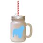 Light Blue Clumber Spaniel Silhouette Frosted Glass Mason Jar With Straw