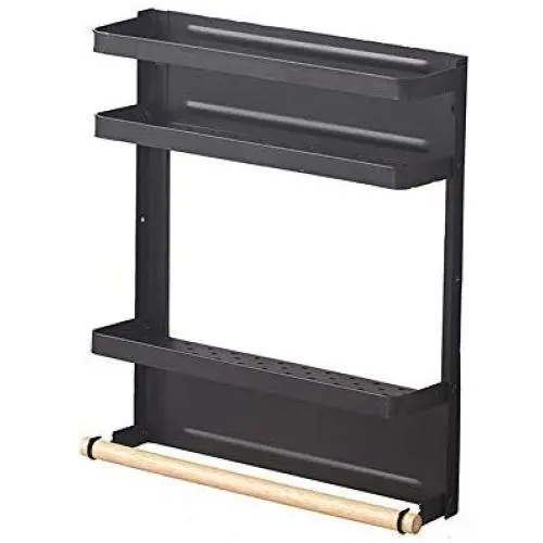 Magnetische Gewürzregal Organizer Schrank Gewürz-Regal-Regal für Öl, Salz, Pfeffer und Kleinigkeiten Schwarz