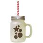 Brown Start, Ball Frosted Glass Mason Jar With Straw