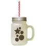 Brown Start, Ball Frosted Glass Mason Jar With Straw
