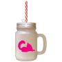 Hot Pink Maine Coon Cat Silhouette #2 Frosted Glass Mason Jar With Straw