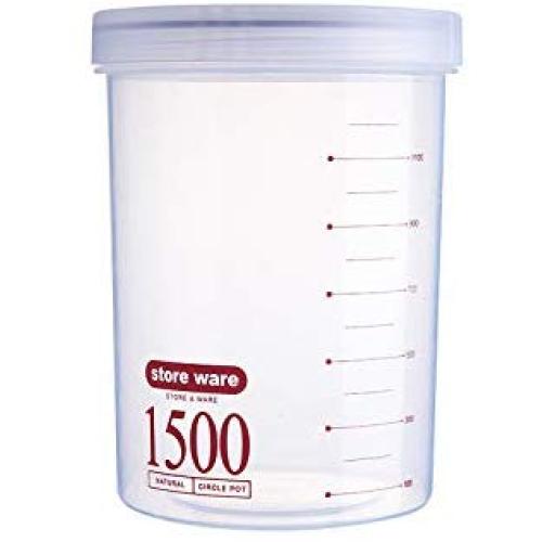 Food Storage Container Kitchen Plastic Storage Box Containers with Lid Sealing Jars Large Capacity Circle Pot Store Ware,Red 1500Ml