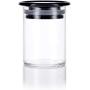 2 oz Premium Borosilicate Clear Glass Jars with Black Plastic Silicone Sealed Lid (12 Pack) + Labels