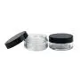 3 Gram 3 ML Jar BPA Free Cosmetic Sample Empty Plastic Container Round Pot with Black Screw Cap Lid Small Tiny 3g Bottle for Make Up Eye Shadow Nails Powder Paint Jewelry (50PCS)