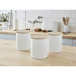 Swan SWKA17513WHTN Nordic Scandi Set of 3 Storage, Tea, Coffee, Sugar Canisters, Cotton White, Steel