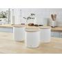 Swan SWKA17513WHTN Nordic Scandi Set of 3 Storage, Tea, Coffee, Sugar Canisters, Cotton White, Steel
