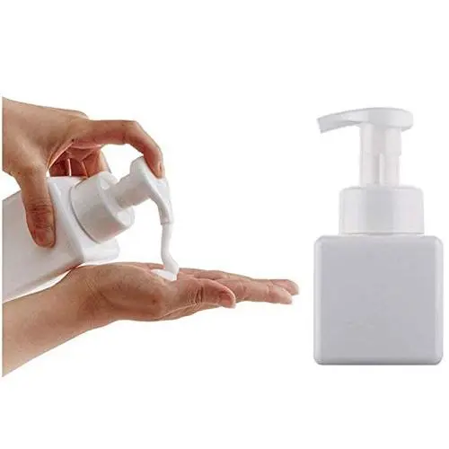 Bouteille vide en plastique blanche 250ml / 8,4 oz, doseur de savon mousseux carré, pour crème, lotion, bain, douche, shampooing, savon liquide, cosmétiques. Bouteille vide en plastique blanche 250ml / 8,4 oz, doseur de savon mousseux carré, pour crème, lotion, bain, douche, shampooing, savon liquide, cosmétiques.