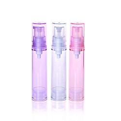 6Pcs 10ml/0.3oz Plastic Airless Pump Lotion Bottle Empty Refillable Vacuum Bottle with Pump Head and Clear Lid Cosmetic Sample Containers Dispenser for Emulsion Face Cream Lotion(Pink)