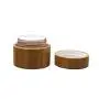 1PCS 50ML 1.7oz Brown Bamboo Glass Empty Jars With Liners Make Up Sample Cream Lotion Emulsion Bottle Pot Jars Cosmetic Comtainer Storage