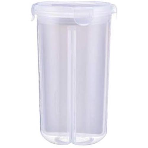 UPKOCH Food Storage Plastic Transparent 4 Compartments Detachable Kitchen Cereal Container Dry Food Boxes Bottles Storage Jar With Lid for Home Kitchen