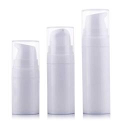 3Pcs Portable White Empty Refillable Airless Vacuum Pump Bottles Set Jars Vial Container For Cream Lotion Toner Make-up Foundations Travel Cosmetic Beauty Oil Serums(15ML / 0.5oz)