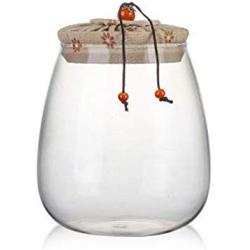 Clear Glass Candy Jar with Lid - Wide Mouth Preserving Jar Cookie Ball Container Tea Storage Canisters Food Storage Container (600 ML/20.3 OZ)