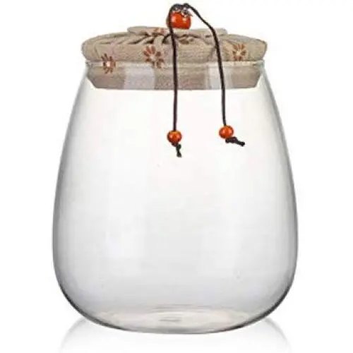 Clear Glass Candy Jar with Lid - Wide Mouth Preserving Jar Cookie Ball Container Tea Storage Canisters Food Storage Container (600 ML/20.3 OZ)