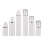 3 Pcs 15ML 0.5OZ White Airless Pump Press Bottle with Silver Coil Transparent Lid Empty Refillable Portable Buckle PP Container Cream Emulsion Essence Serum Vial Makeup Holder Pot Jar Pot