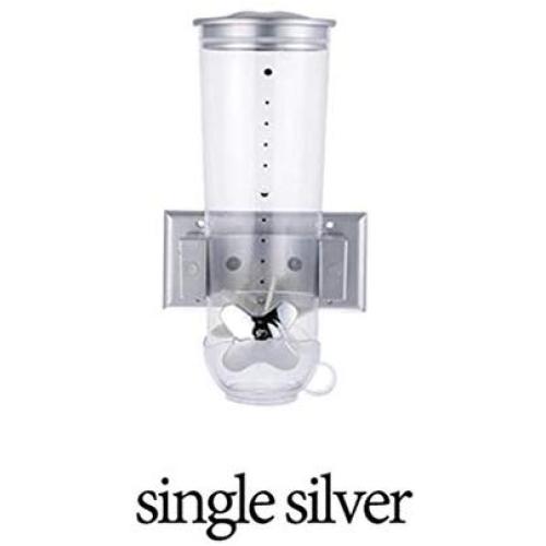 HENWERD Cereal Storage Containers,Single Dry Food Dispenser Wall-Mounted Snack Grain Plastic Storage (Gray,One Size)