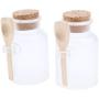 dailymall Pair of Empty Plastic Jars Bottles with Corks & Wooden Spoon - Great for Bath Salt Bottles, Milk Bottles, Kitchen Salt Sugar Spice Jars - 100g/3.5oz