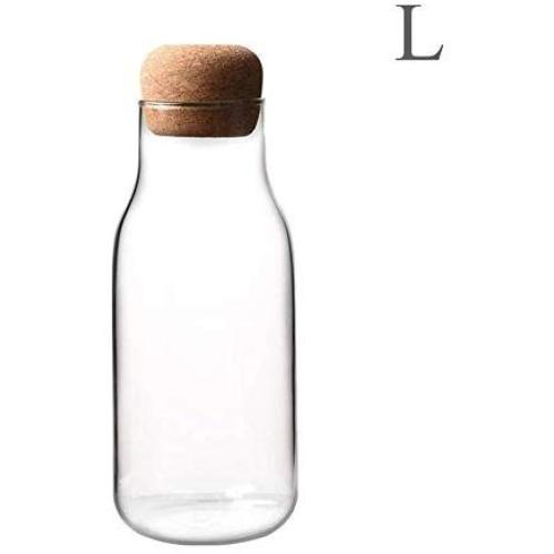 Cork Glass Bottle Jar Heat Resistant Milk Juice Bottle Transparent Storage Can Sealed Tea Coffee Storage Tank Glass Jar,L