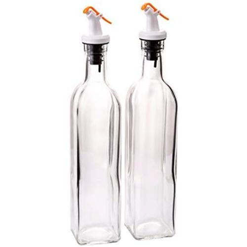 Kitchen Food Storage Jar Airtight Food Storage Kitchen Glass Jar Moisture-Proof Home Multi-Purpose Jam Bottle Cruet 2 Bottles Of Glass Leakproof Oil Bottle (Color : Orange 500ml)