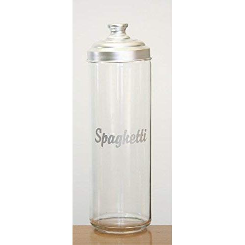 Italo Ottinetti Glass Jar with Dull Aluminium Lid 2 Litre Spaghetti, Metallic, one Size