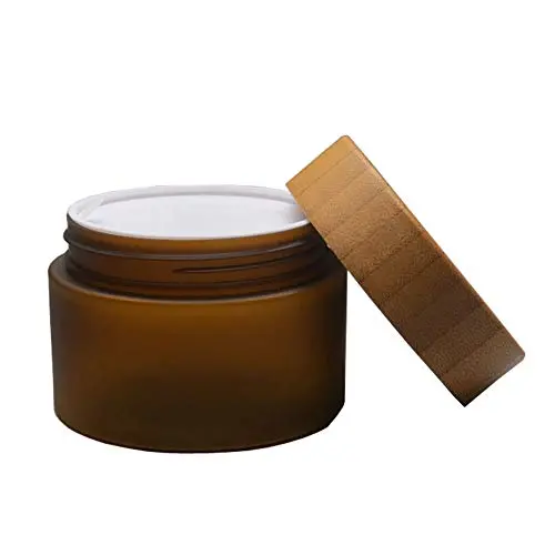 1 Stück 150ML 5OZ Bernstein PET Kunststoff Gefrierfähiger Leerer Füllbarer Behälter mit Naturbambusdeckel und Innenliner für Cremebehälter, Lotiondose, Box, Dispenserbehälter für Balm Aufbewahrung