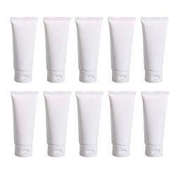 20PCS White Plastic Refill Cosmetic Soft Tubes Leakproof Makeup Travel Packing Vials Bottles with Flip Cover Sample Storage Containers Dispenser for Cleanser Shampoo Toiletries(50ml/1.7oz)