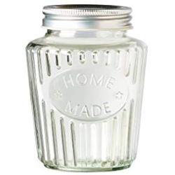 Amici Home, A7CR102S2R, Homemade Relief Glass Jar, Metal Twist Top, Dishwasher Safe (Glass Only), Set of 2, 38 Ounces, Large