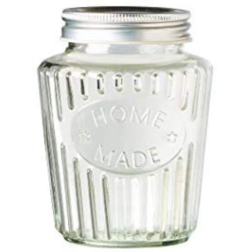 Amici Home, A7CR102S2R, Homemade Relief Glass Jar, Metal Twist Top, Dishwasher Safe (Glass Only), Set of 2, 38 Ounces, Large