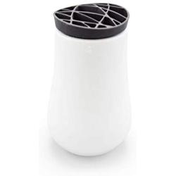 FLOW White Ceramic Canisters with Black Silicone Lids (Large)