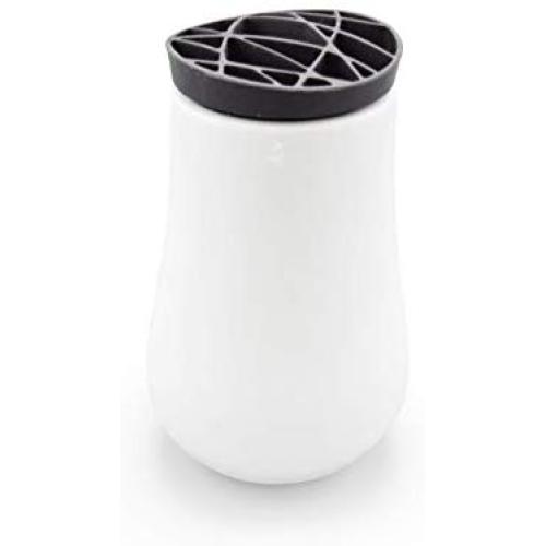 FLOW White Ceramic Canisters with Black Silicone Lids (Large)