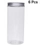 UPKOCH 6pcs Clear Plastic Airtight Food Storage Container Canister with Aluminium Caps for Snacks Spice Grain Cereals