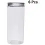 Contenant en Plastique Transparent 6pcs avec Caps en Aluminium pour Snacks, Épices, Graines, Céréales