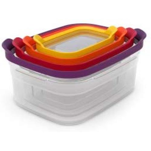 Joseph Joseph 81010 Nest Storage Plastic Food Storage Containers Set with Lids Airtight Microwave Safe, 8-Piece