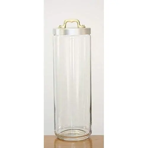 Italo Ottinetti Glass Jar Matte Finish Aluminium Lid Copper Handle Aluminum, Metallic, One Size Italo Ottinetti Glass Jar Matte Finish Aluminium Lid Copper Handle Aluminum, Metallic, One Size