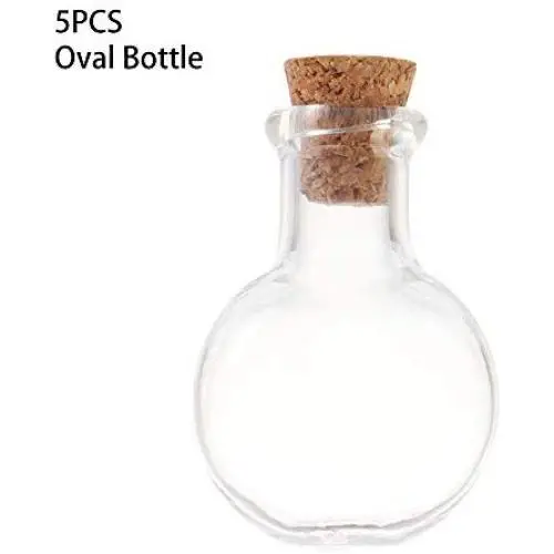 Glasflaschen, Glaskolben mit Korkstopfen, 5 Stück Packung, Mini Glaskolben, leere Probenbehälter, Wunschglaskolben, Hochzeit, Wohnzimmerszönes, Anhänger, Korkstopfer, Lagerbehälter