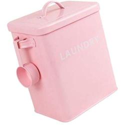 Laundry Detergent Powder Storage Tin Box Large Galvanized Metal Buckets Food/Flour/Sundries Kitchen Storage Tin Box Canister Containers- Pink