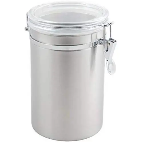 Metaltex 185312 Storage Jar with Acrylic Lid, 62 oz, Silver/Transparent Metaltex 185312 Storage Jar with Acrylic Lid, 62 oz, Silver/Transparent