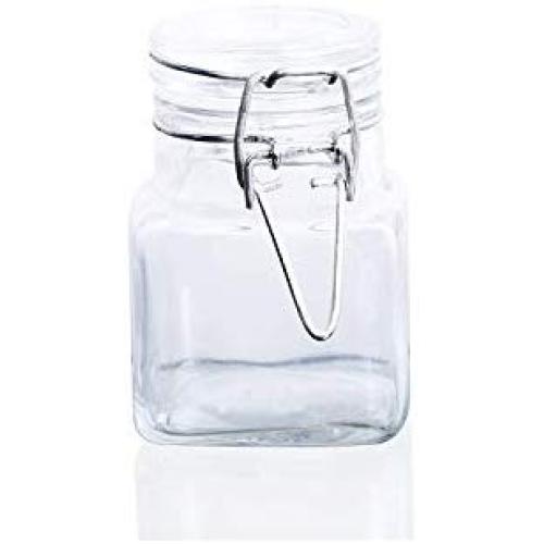 1/3/6/9/12 PCS 3 Oz Airtight Square Spice Glass Jar With Leak Proof Rubber Gasket And Hinged Lid Compatible For Home,1PCS