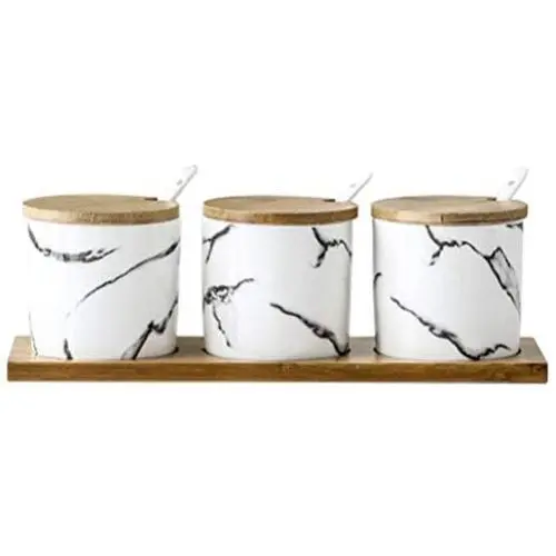 Mini Spice Jars Creative ceramic seasoning pot electro-optic stone seasoning box restaurant combination set Mini Spice Jars Creative ceramic seasoning pot electro-optic stone seasoning box restaurant combination set