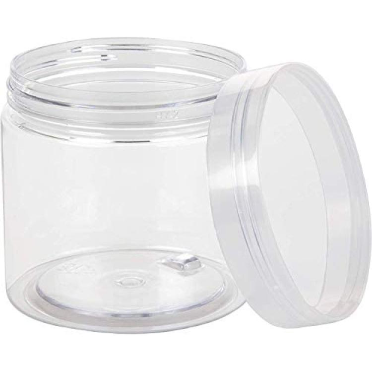 16 Pieces 60 ml/ 2 oz Round Clear Leak Proof Plastic Container Jars with  Lids Plastic Slime Jars Empty Slime Storage Containers Refillable Storage