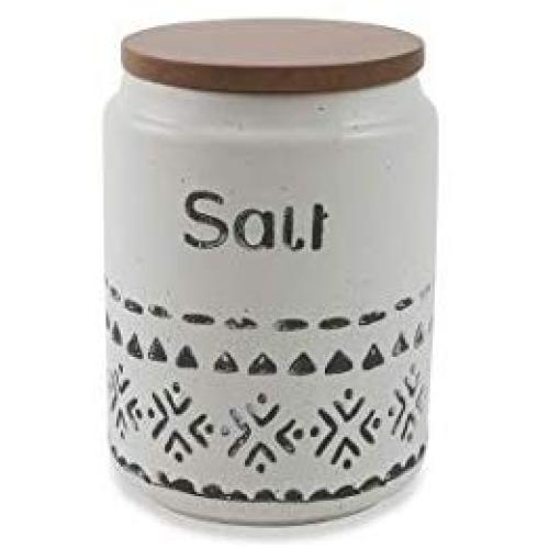 Villa dEste Home Tivoli Salt Jar, Stoneware, White, 10 x 15 cm
