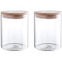 24 Ounce Clear Glass Storage Jar With Beech Wood Lid Set of 2 Glass Canister With Airtight Lid Food Storage Jar